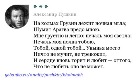 Анализ стихотворения «На холмах Грузии лежит ночная мгла…» А.С. Пушкина